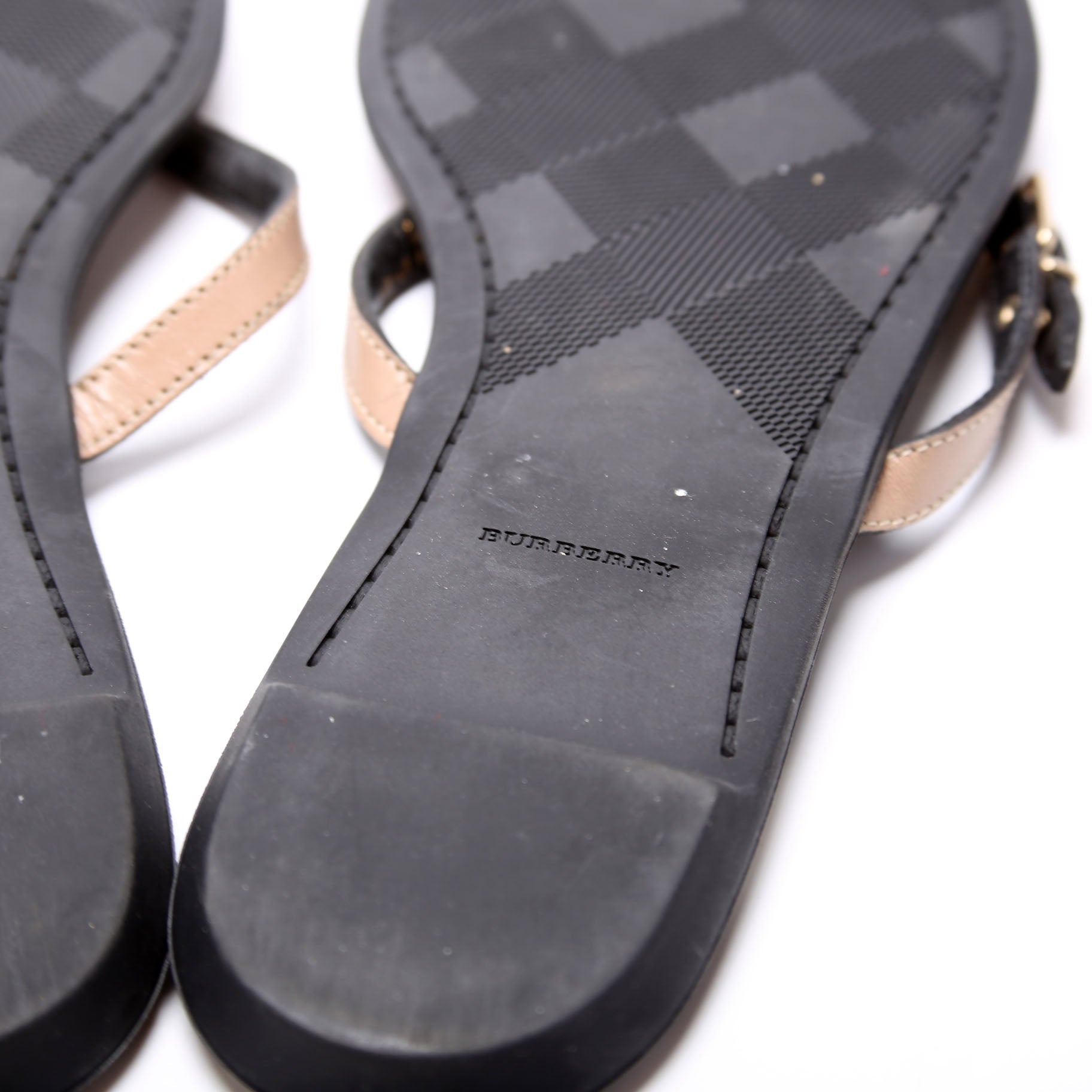 House Check T-Strap Sandals Size 40 Tan