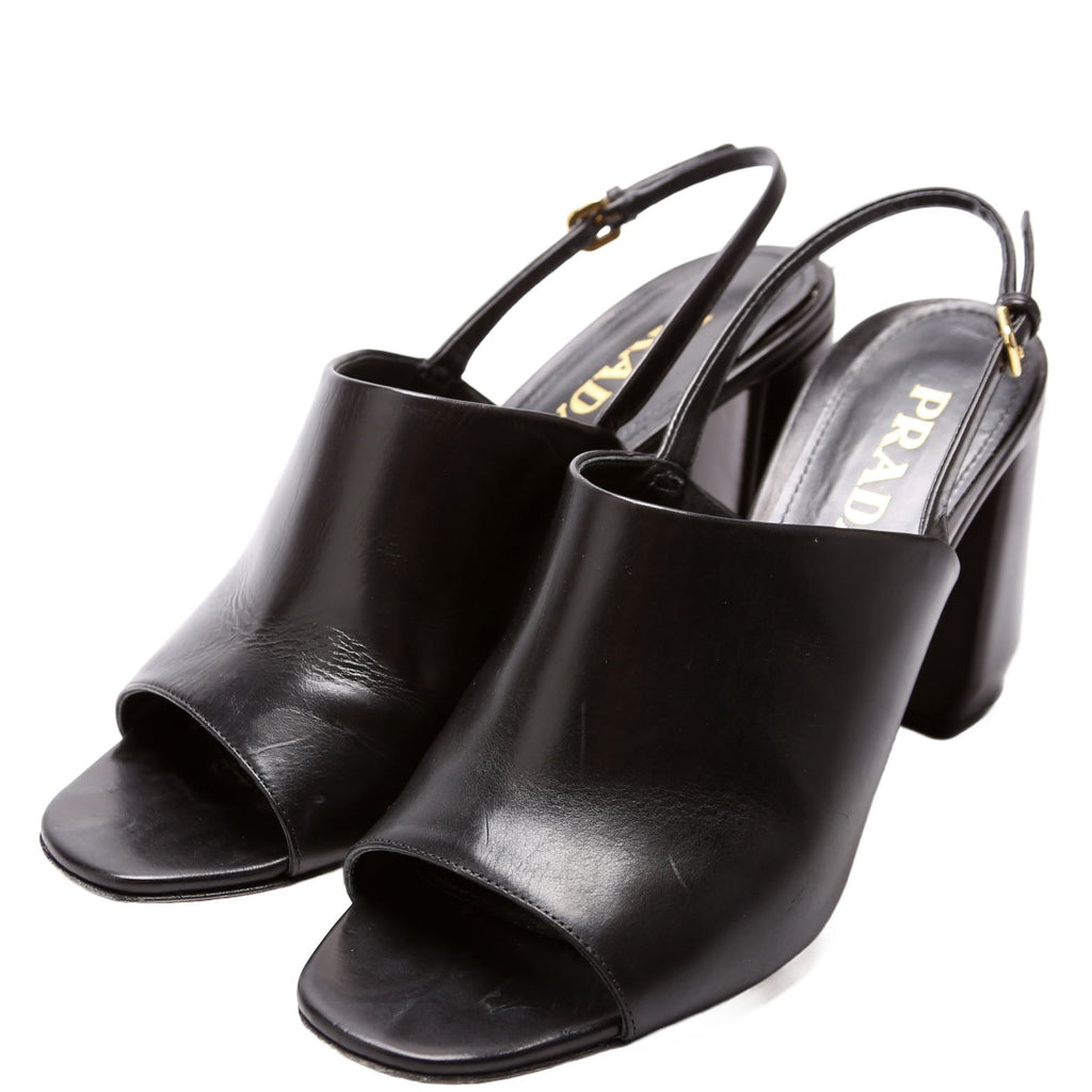 Slingback Mules Vitello Lux Size 39 Black