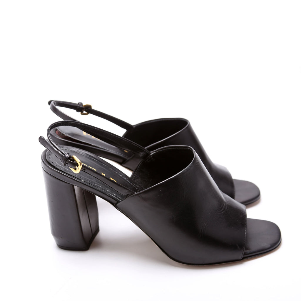 Slingback Mules Vitello Lux Size 39 Black