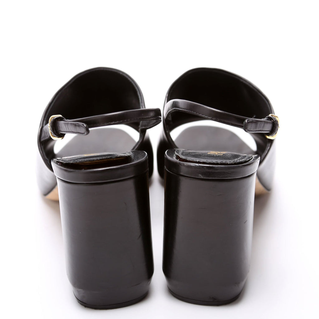 Slingback Mules Vitello Lux Size 39 Black