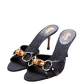 GG Canvas Horsebit Bamboo Mules Size 6 Black