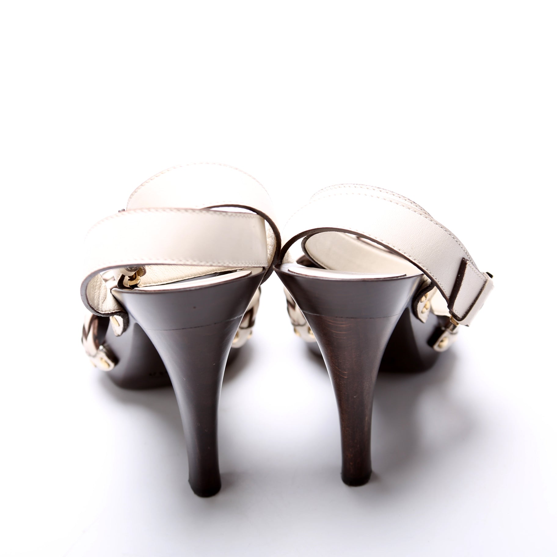 Braided Leather Sandal Heels Size 6.5 Cream/Brown