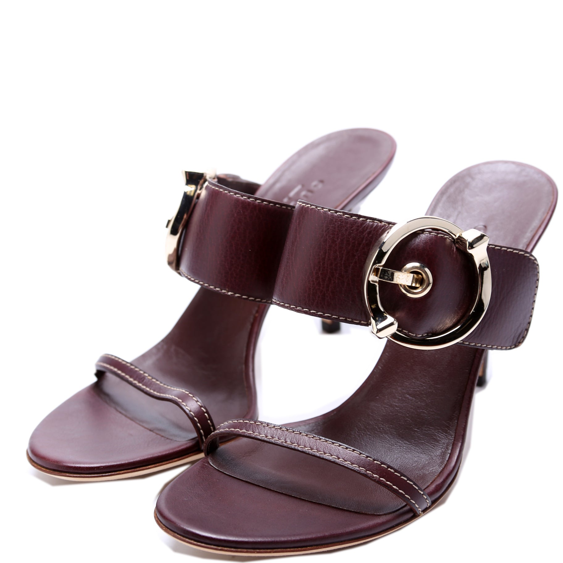 Leather Sandal Heels Size 6.5 Burgundy