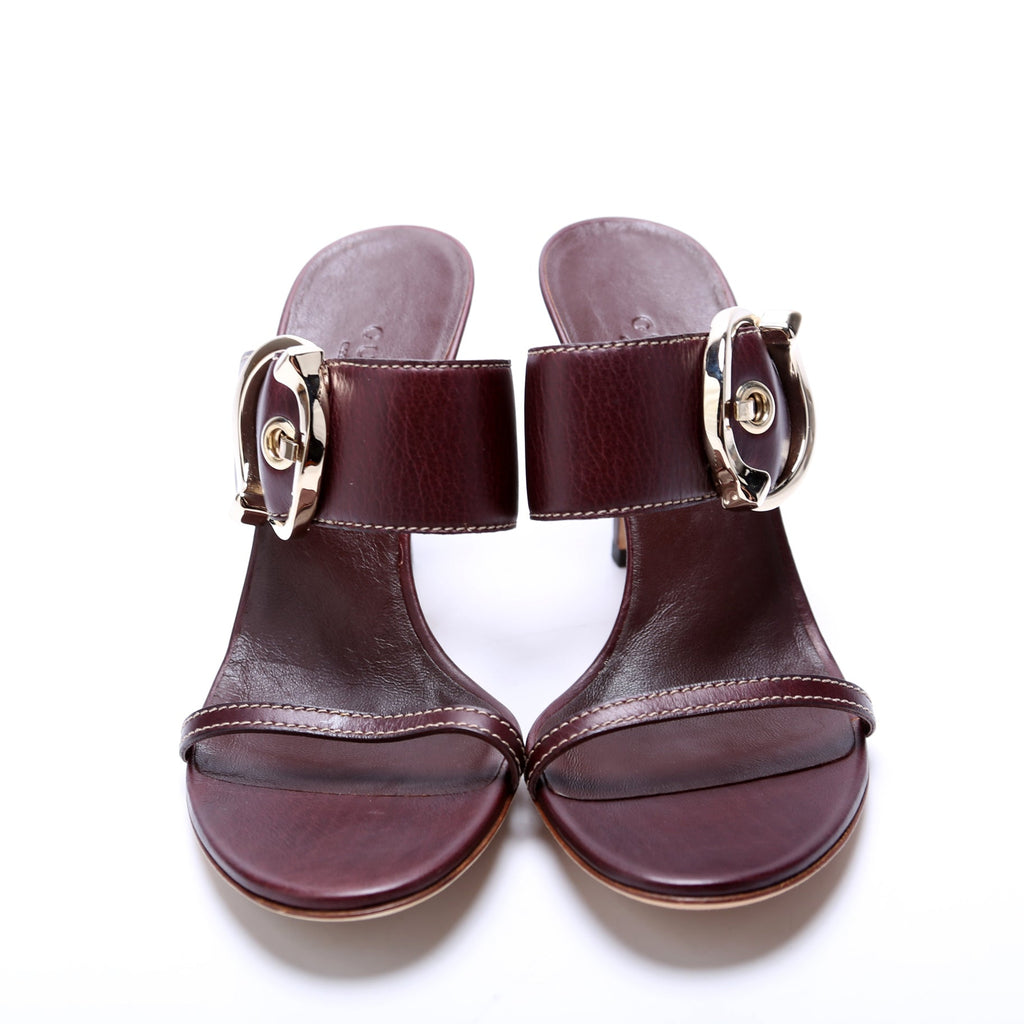 Leather Sandal Heels Size 6.5 Burgundy