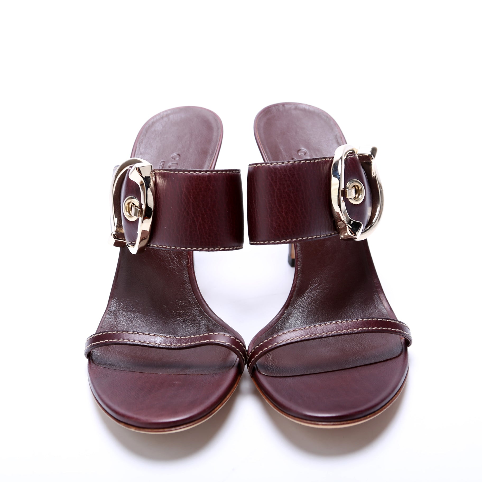 Leather Sandal Heels Size 6.5 Burgundy