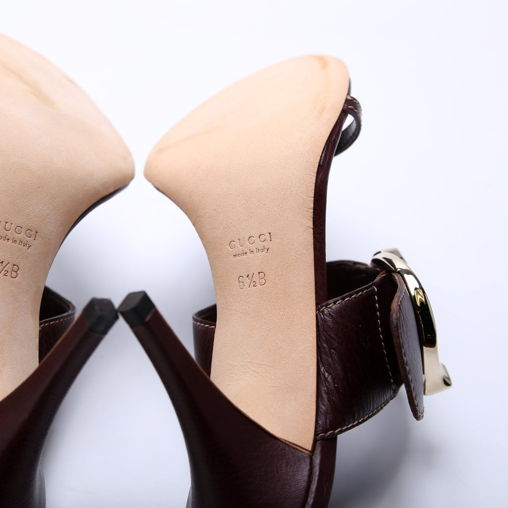 Leather Sandal Heels Size 6.5 Burgundy