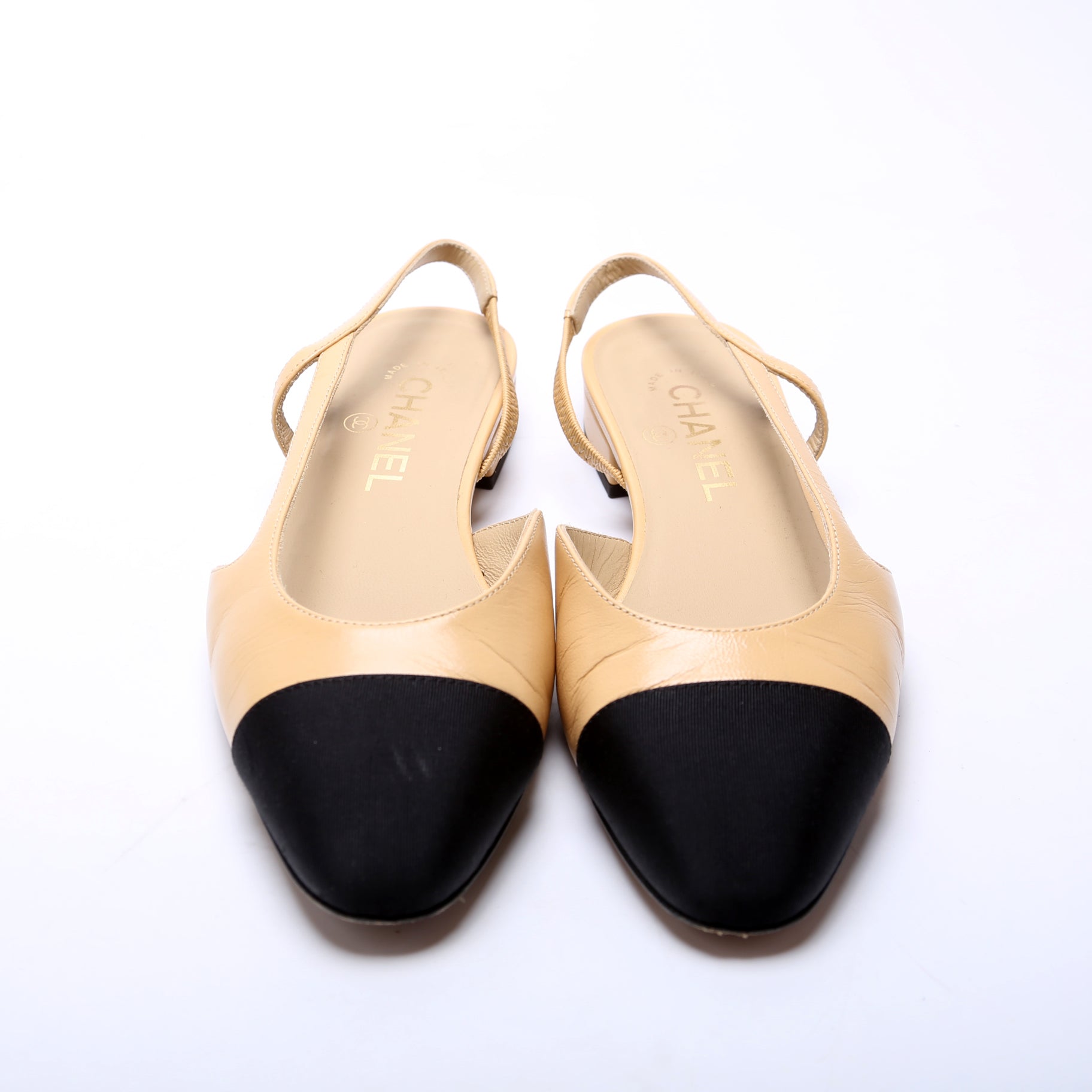 Cap Toe Slingback Flats Size 37.5