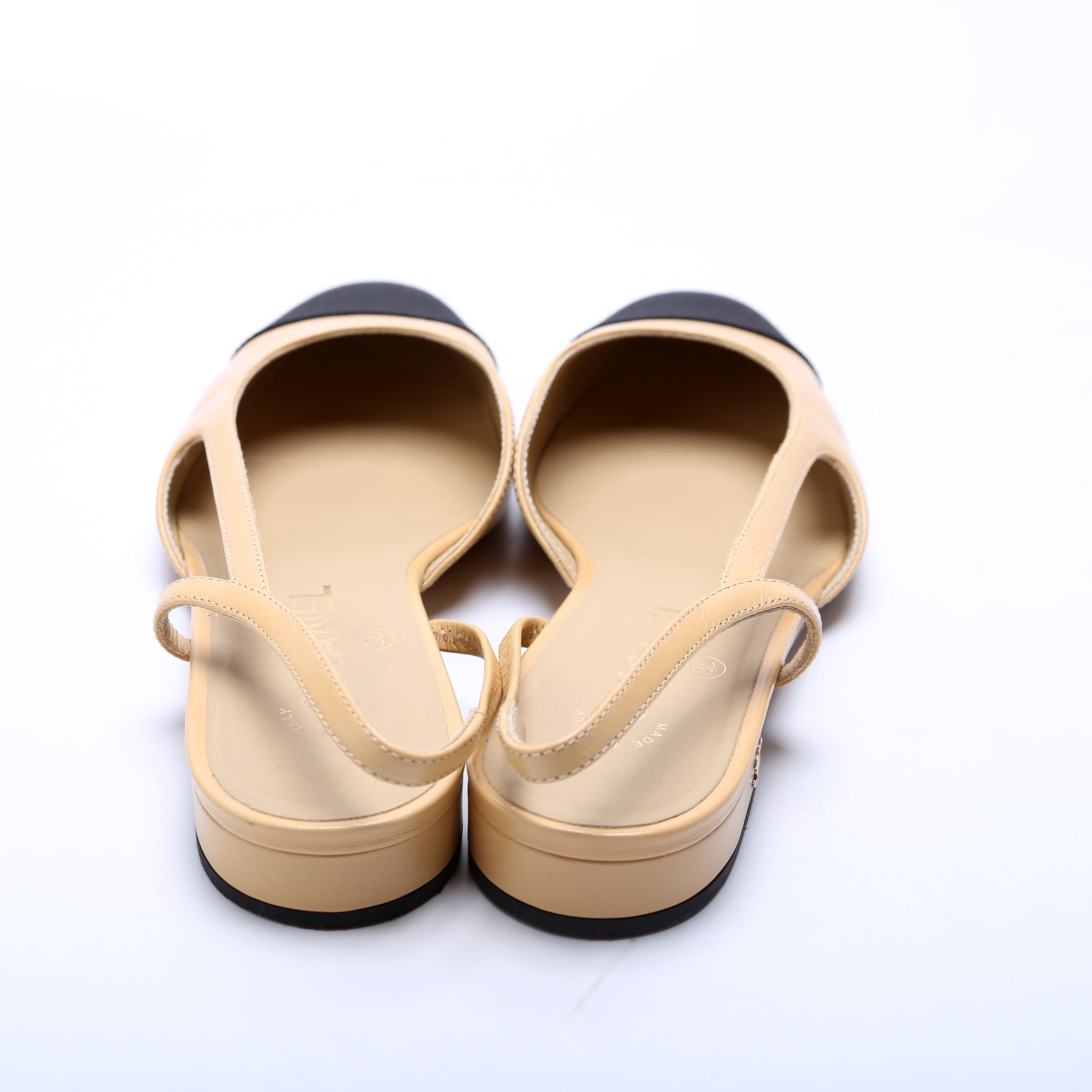Cap Toe Slingback Flats Size 37.5