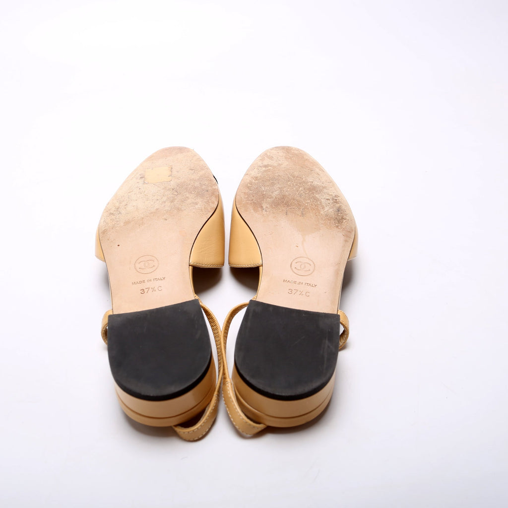 Cap Toe Slingback Flats Size 37.5