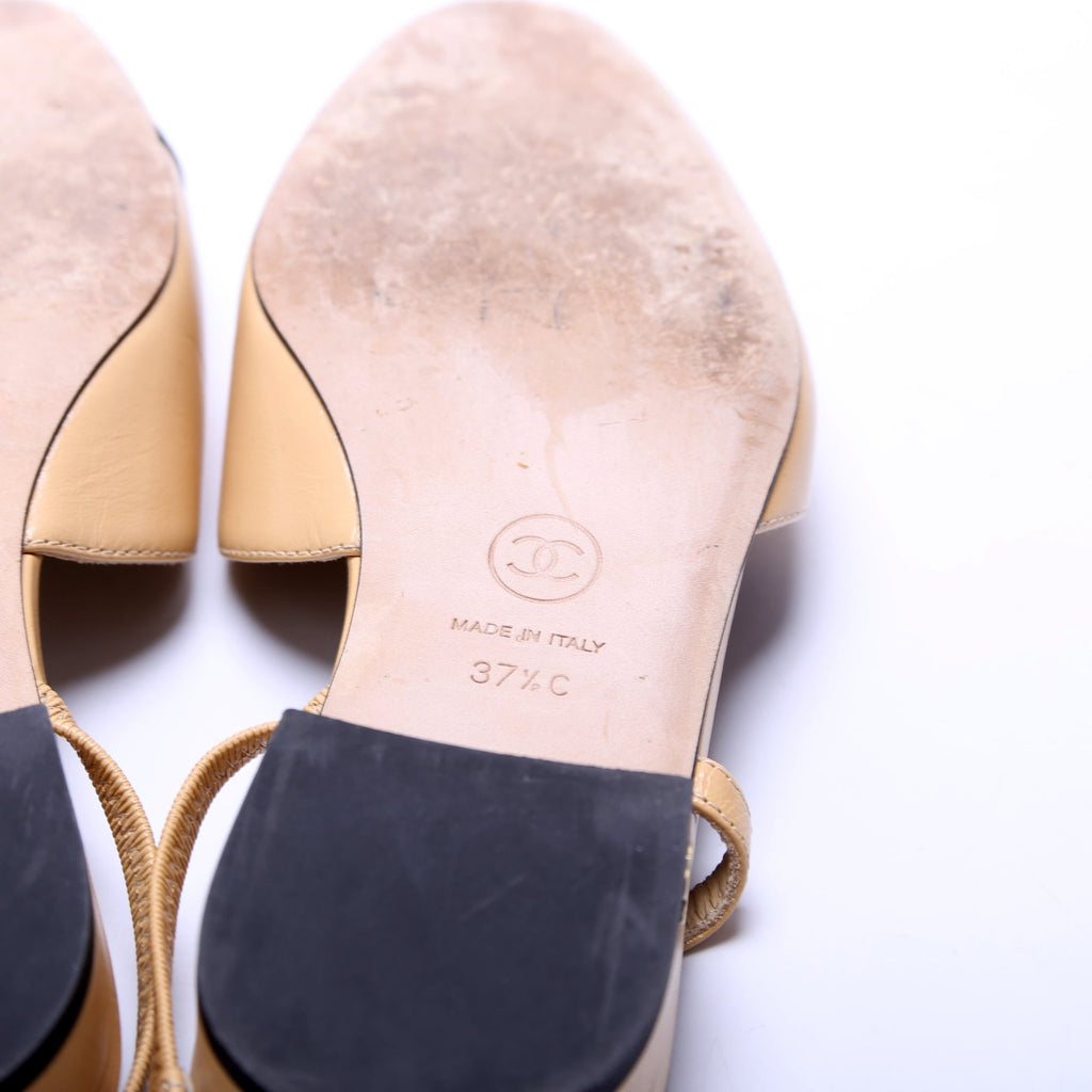 Cap Toe Slingback Flats Size 37.5