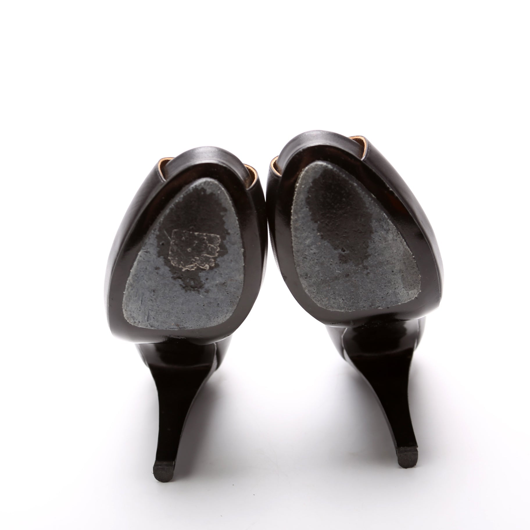 Open Toe Leather Pumps Size 38 Black