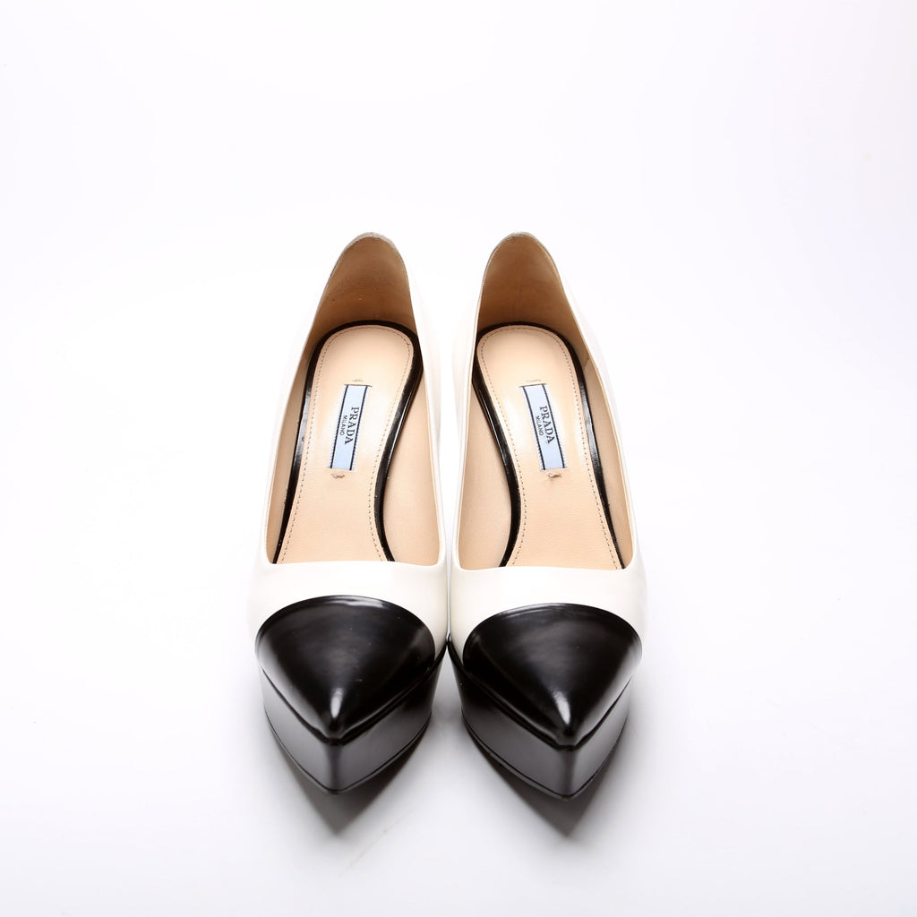 Platform Color Block Pumps Size 38 White/Black