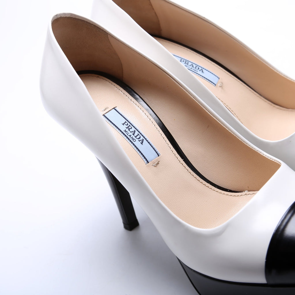 Platform Color Block Pumps Size 38 White/Black