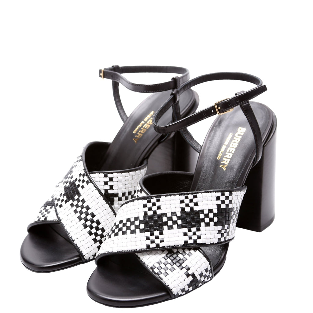 Castlebar Woven Sandal Heel Size 38 Black/White