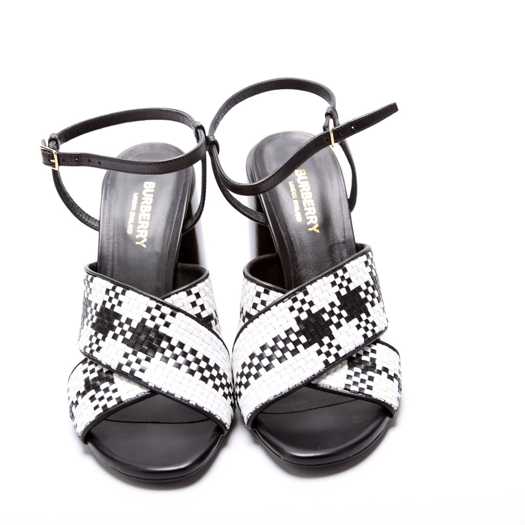 Castlebar Woven Sandal Heel Size 38 Black/White