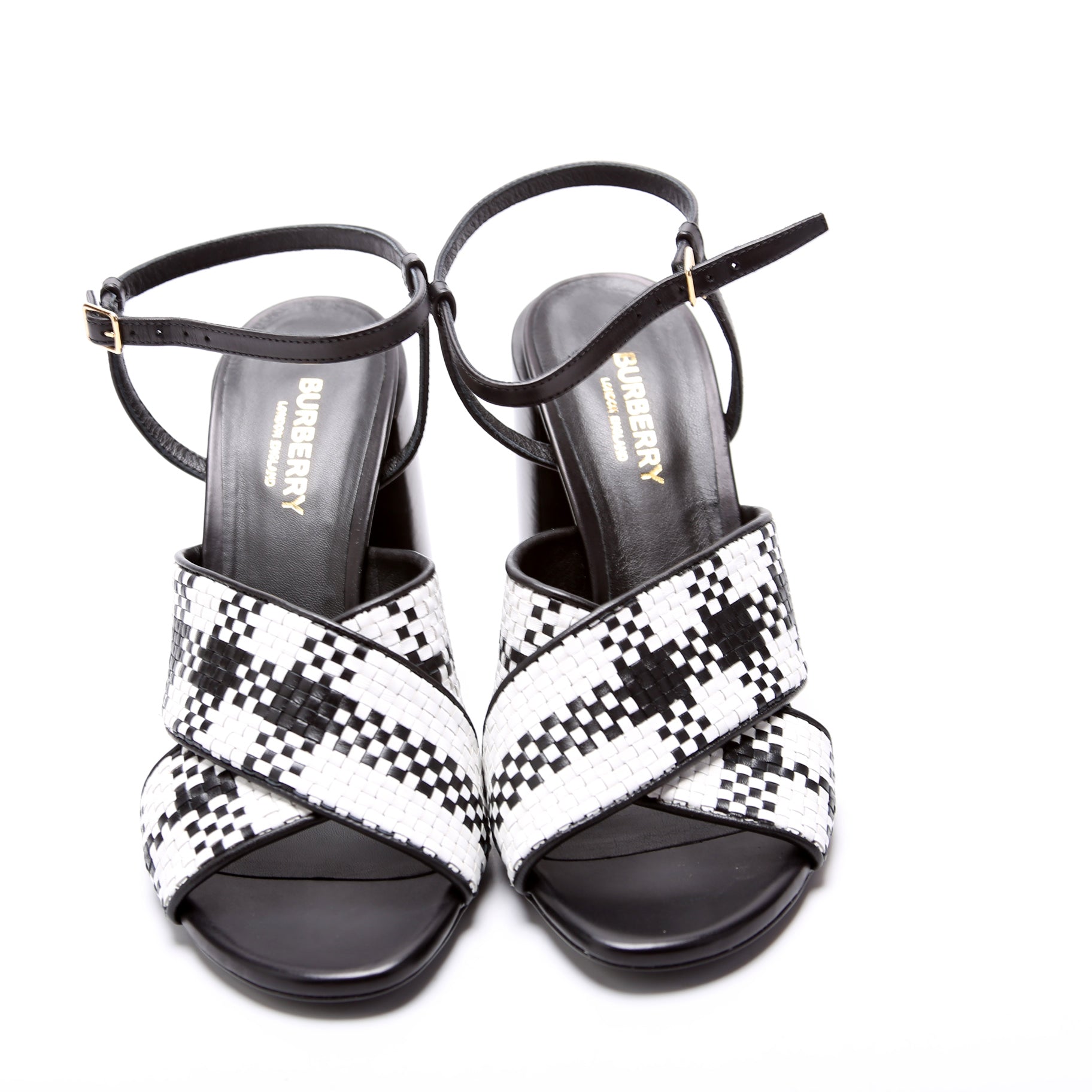 Castlebar Woven Sandal Heel Size 38 Black/White
