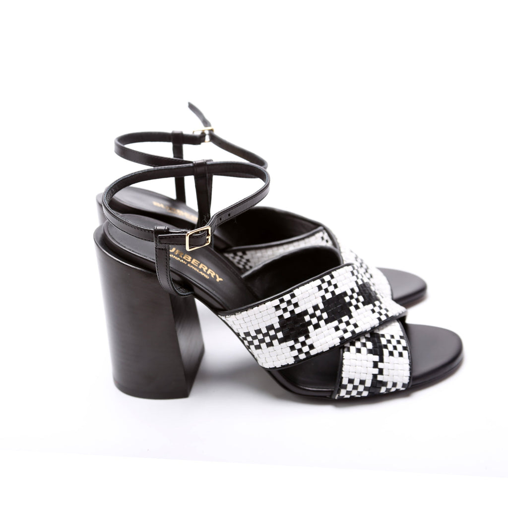 Castlebar Woven Sandal Heel Size 38 Black/White
