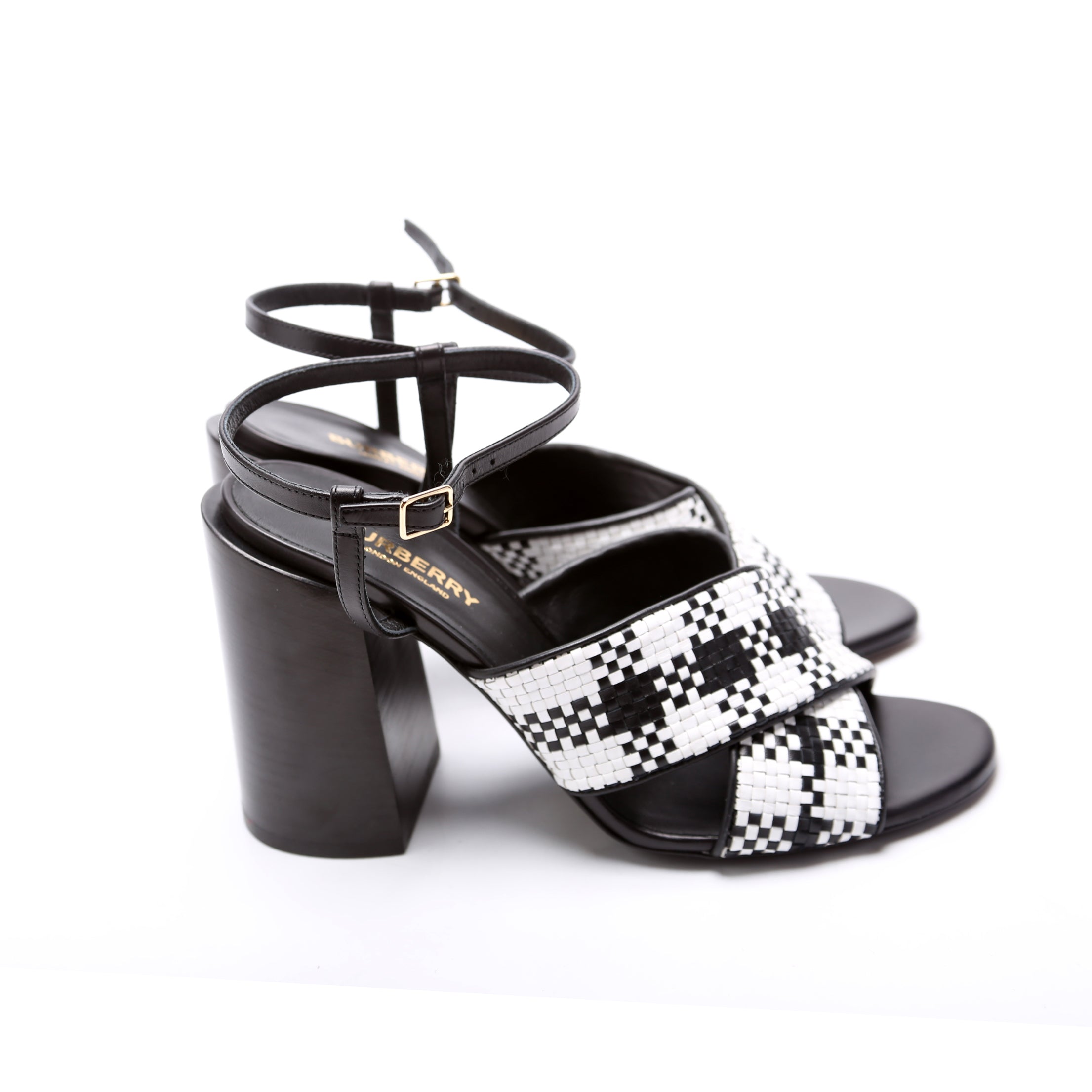 Castlebar Woven Sandal Heel Size 38 Black/White