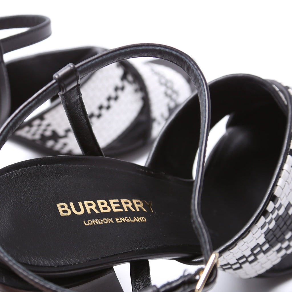 Castlebar Woven Sandal Heel Size 38 Black/White