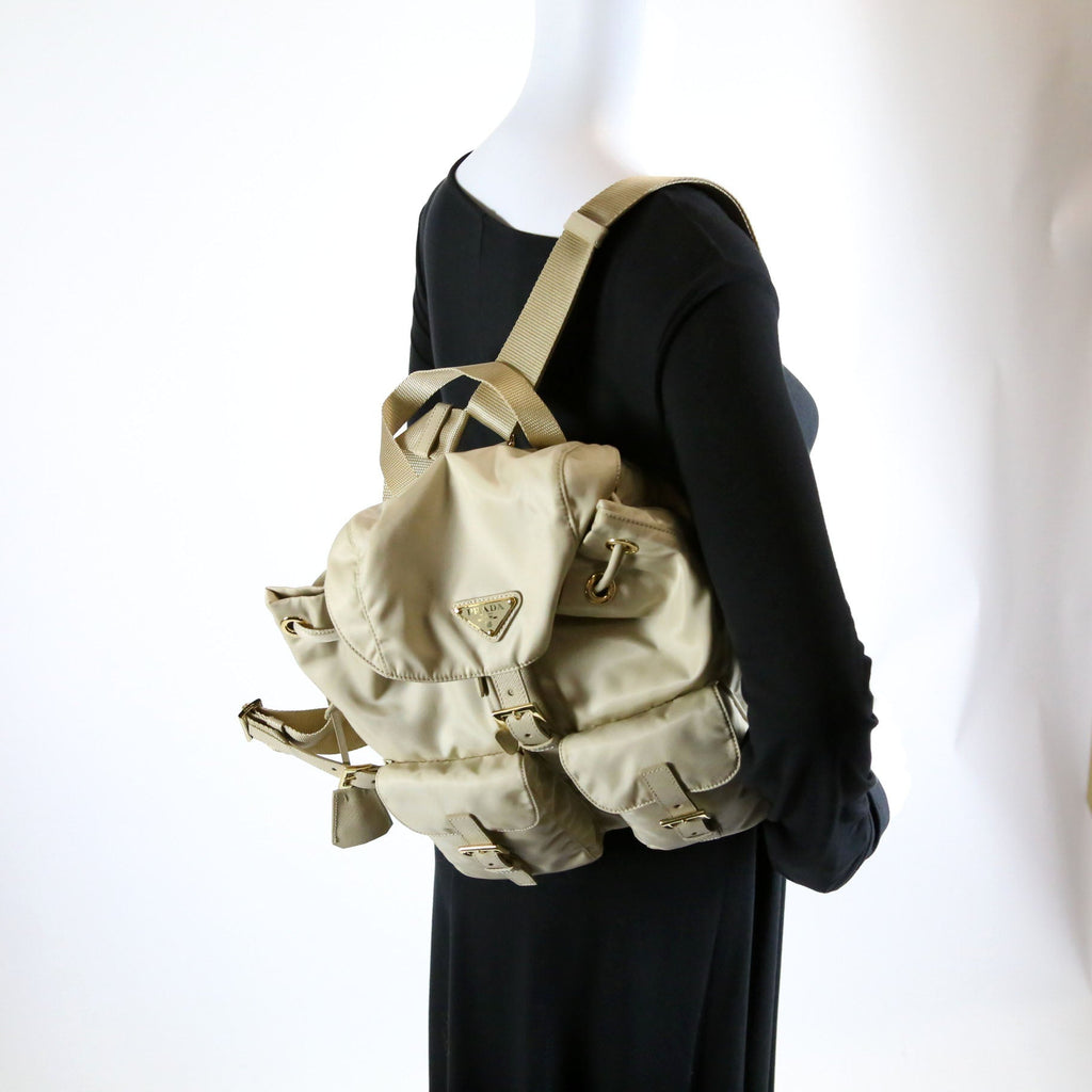 Prada 1BZ677 Re-Edition 1978 Re-Nylon Backpack Small Beige