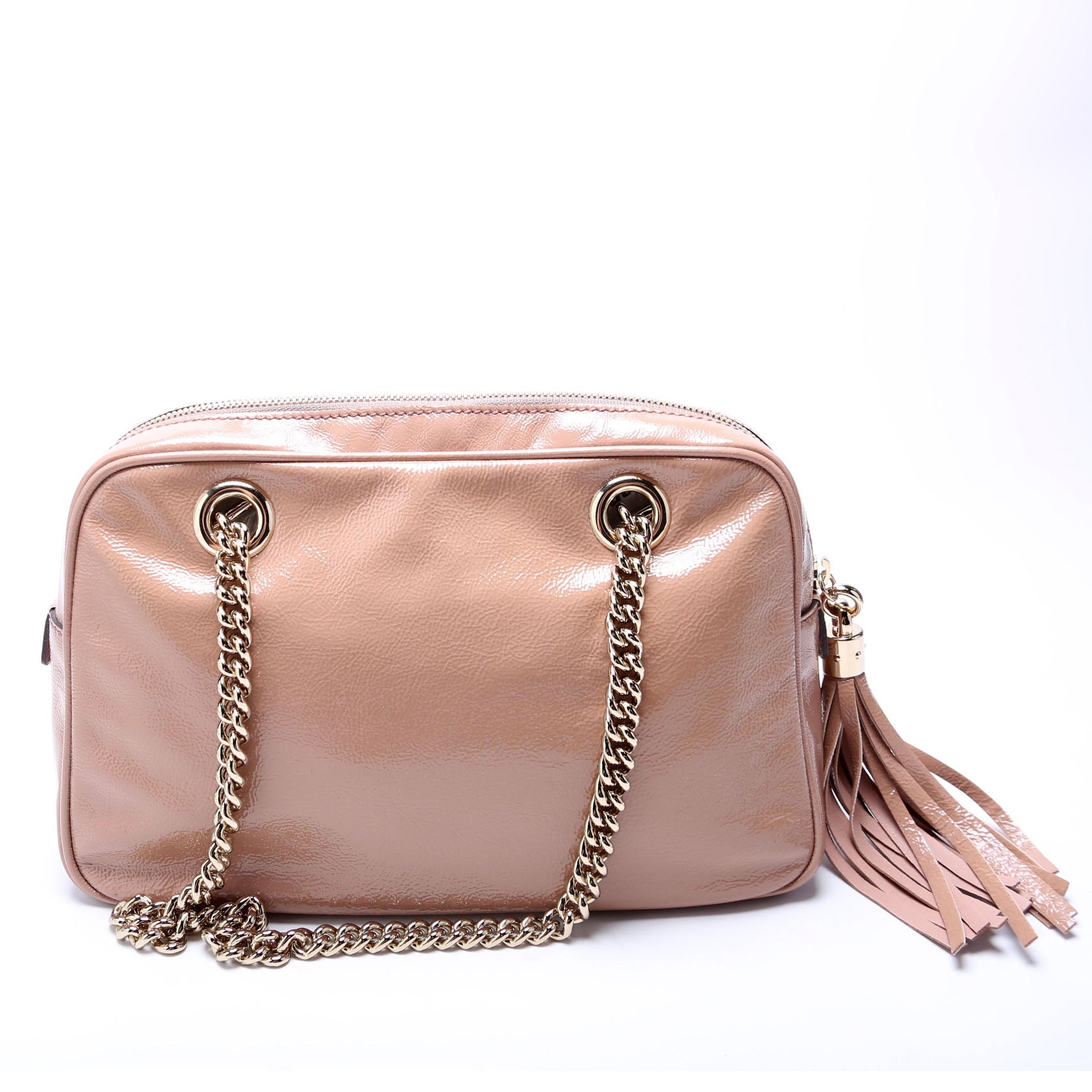 308983 Soho Patent Chain Shoulder Bag Nude