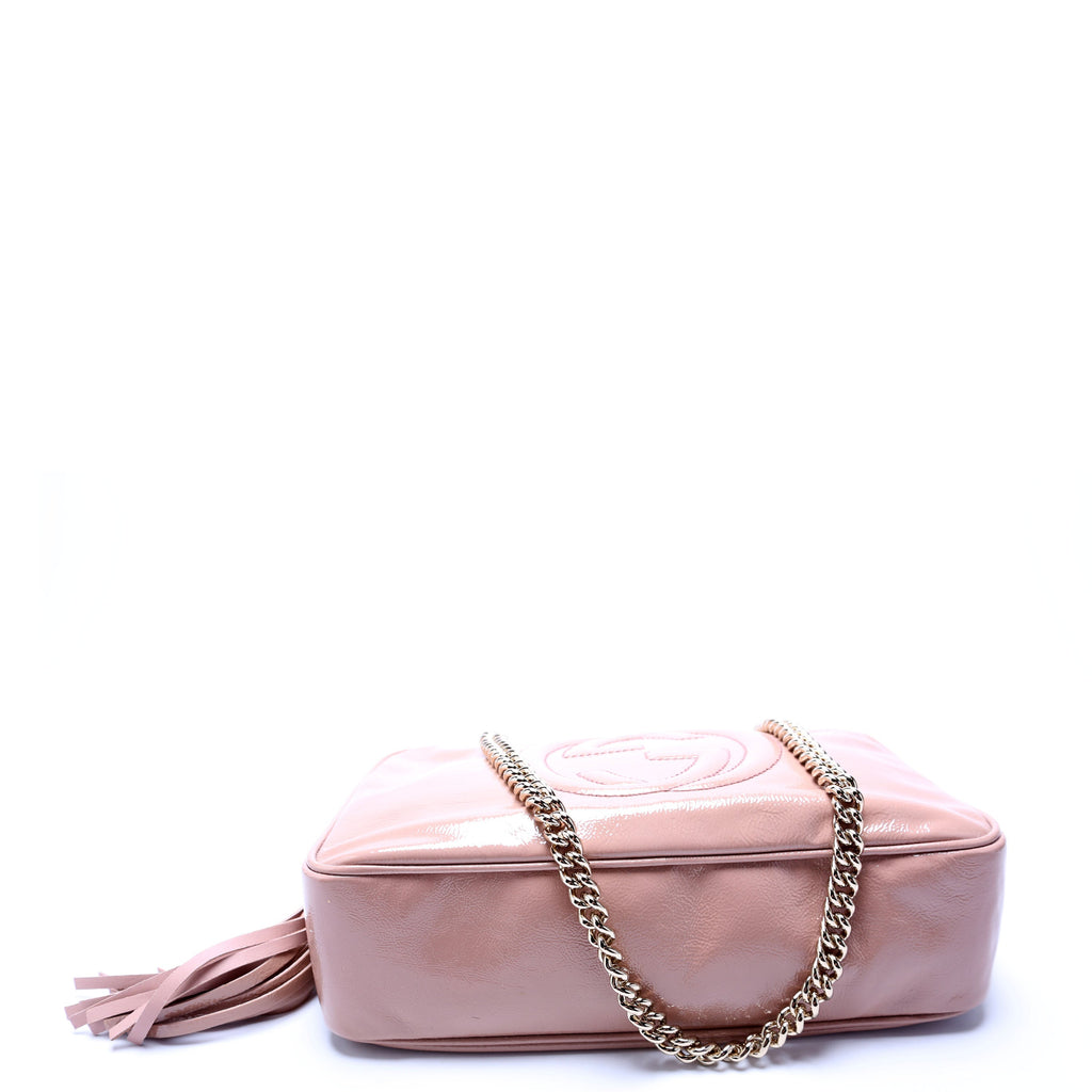 308983 Soho Patent Chain Shoulder Bag Nude