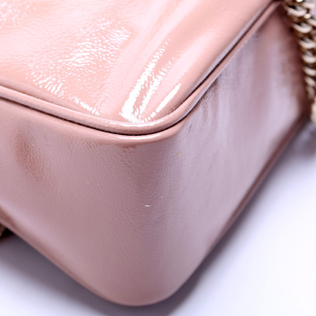 308983 Soho Patent Chain Shoulder Bag Nude