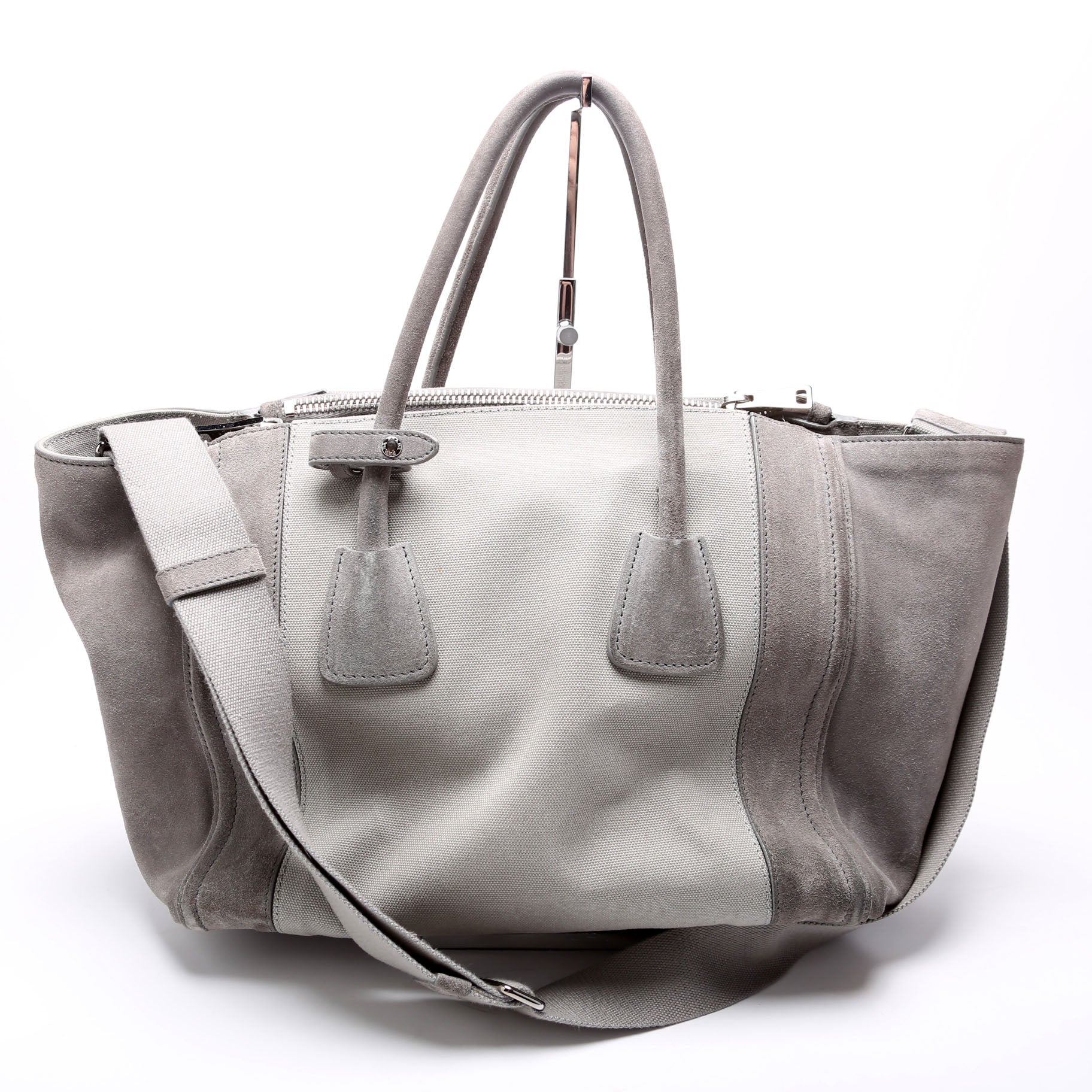 Scamosciato Twin Pocket Tote Suede Grey