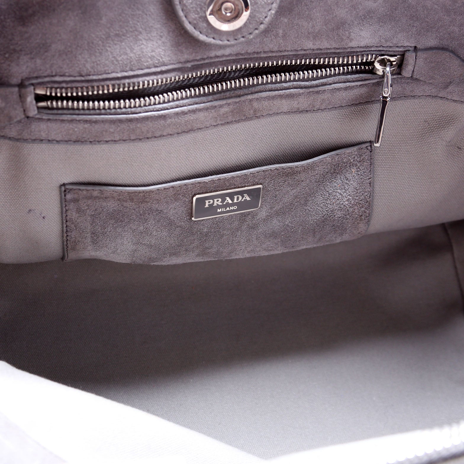 Scamosciato Twin Pocket Tote Suede Grey