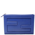 FF Logo Leather Clutch Blue