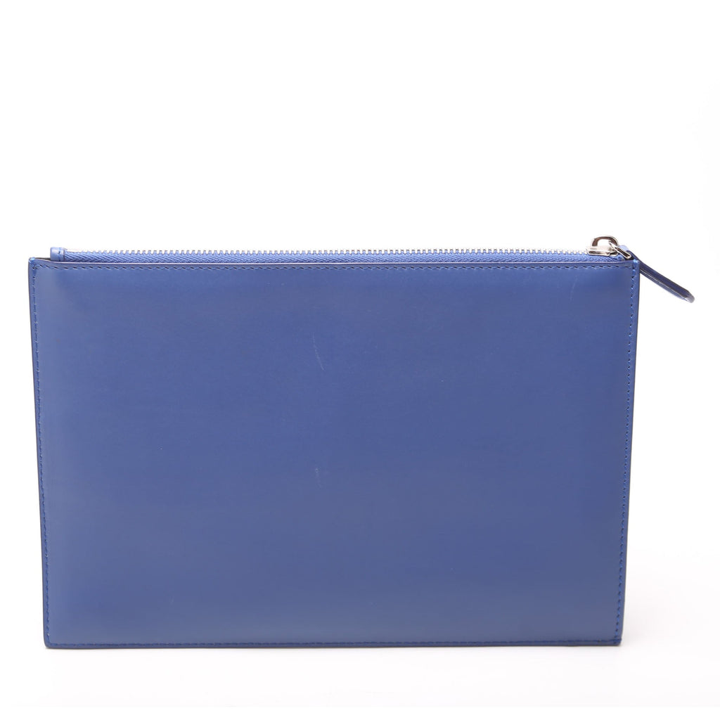 FF Logo Leather Clutch Blue