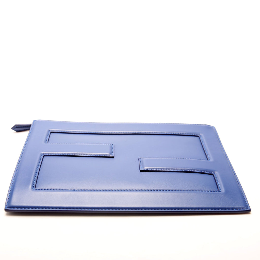 FF Logo Leather Clutch Blue