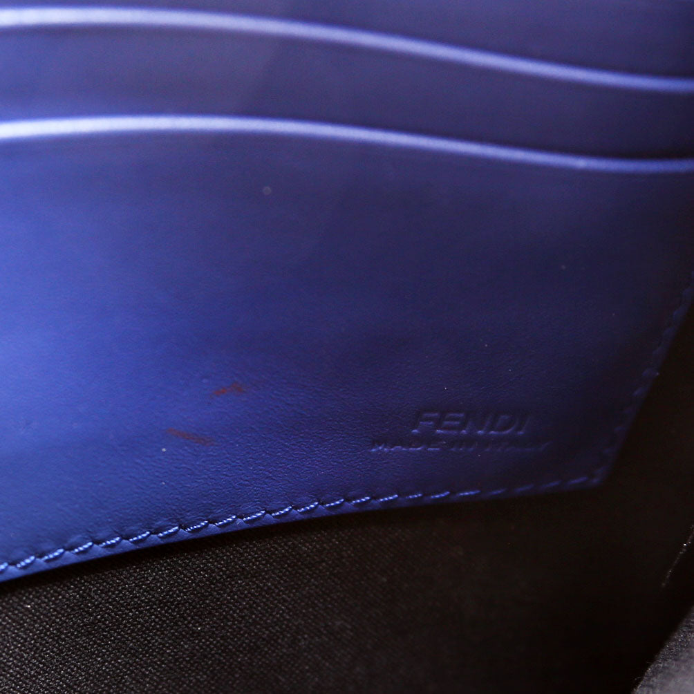 FF Logo Leather Clutch Blue
