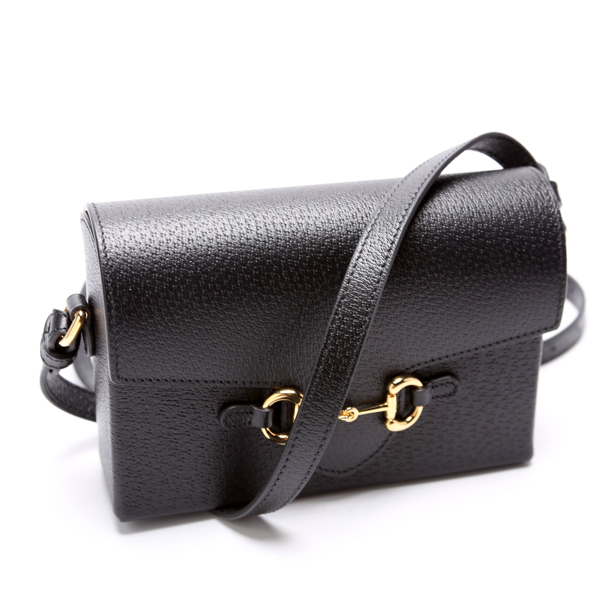 723314 Horsebit 1955 Calfskin Shoulder Bag Black