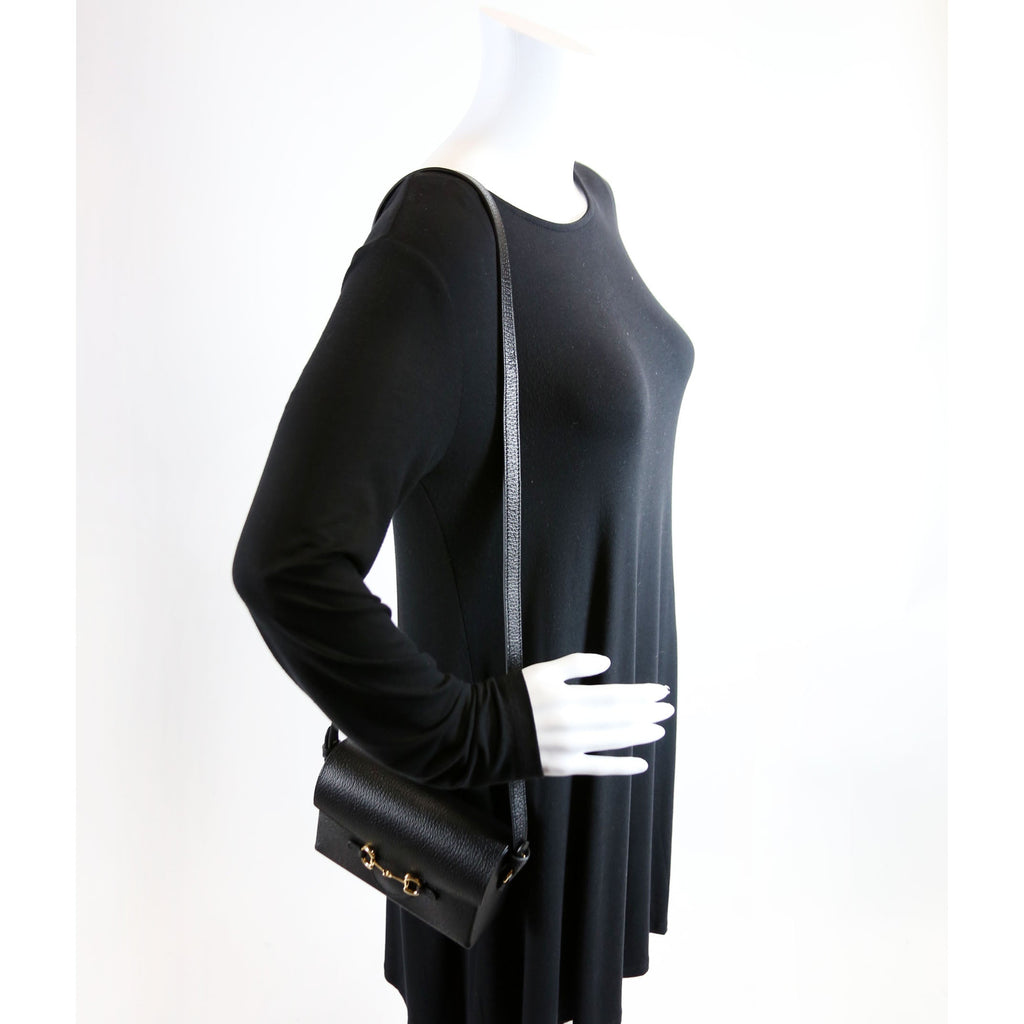 723314 Horsebit 1955 Calfskin Shoulder Bag Black