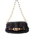 159775 Satin Crystal Horsebit Shoulder Bag