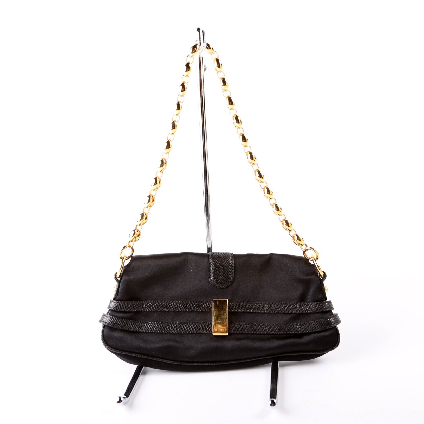 159775 Satin Crystal Horsebit Shoulder Bag