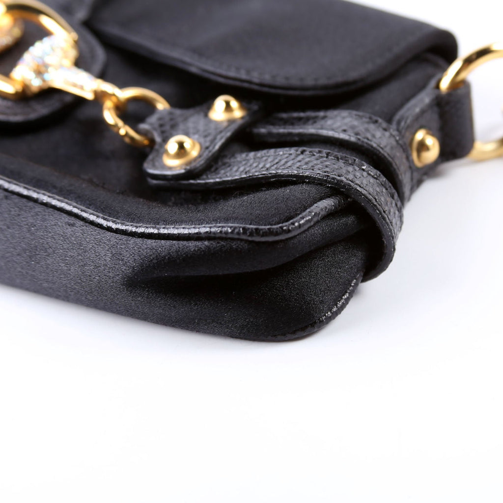 159775 Satin Crystal Horsebit Shoulder Bag