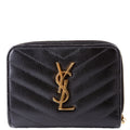403723 Cassandre Grain De Poudre Compact Zip Around Wallet Black