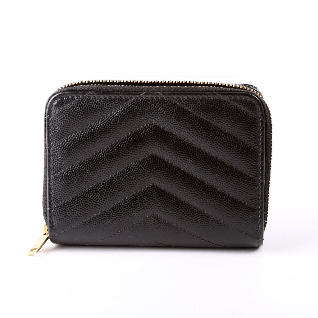 403723 Cassandre Grain De Poudre Compact Zip Around Wallet Black