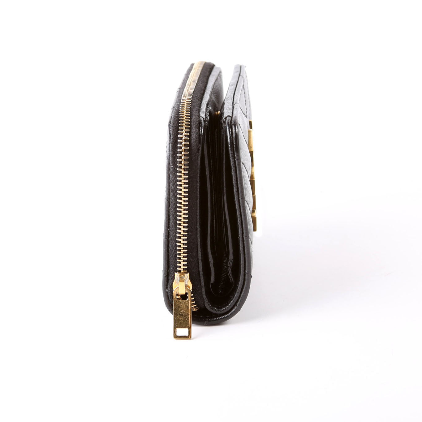 403723 Cassandre Grain De Poudre Compact Zip Around Wallet Black