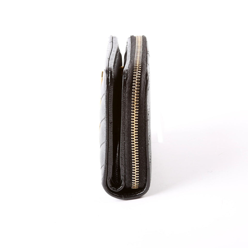403723 Cassandre Grain De Poudre Compact Zip Around Wallet Black