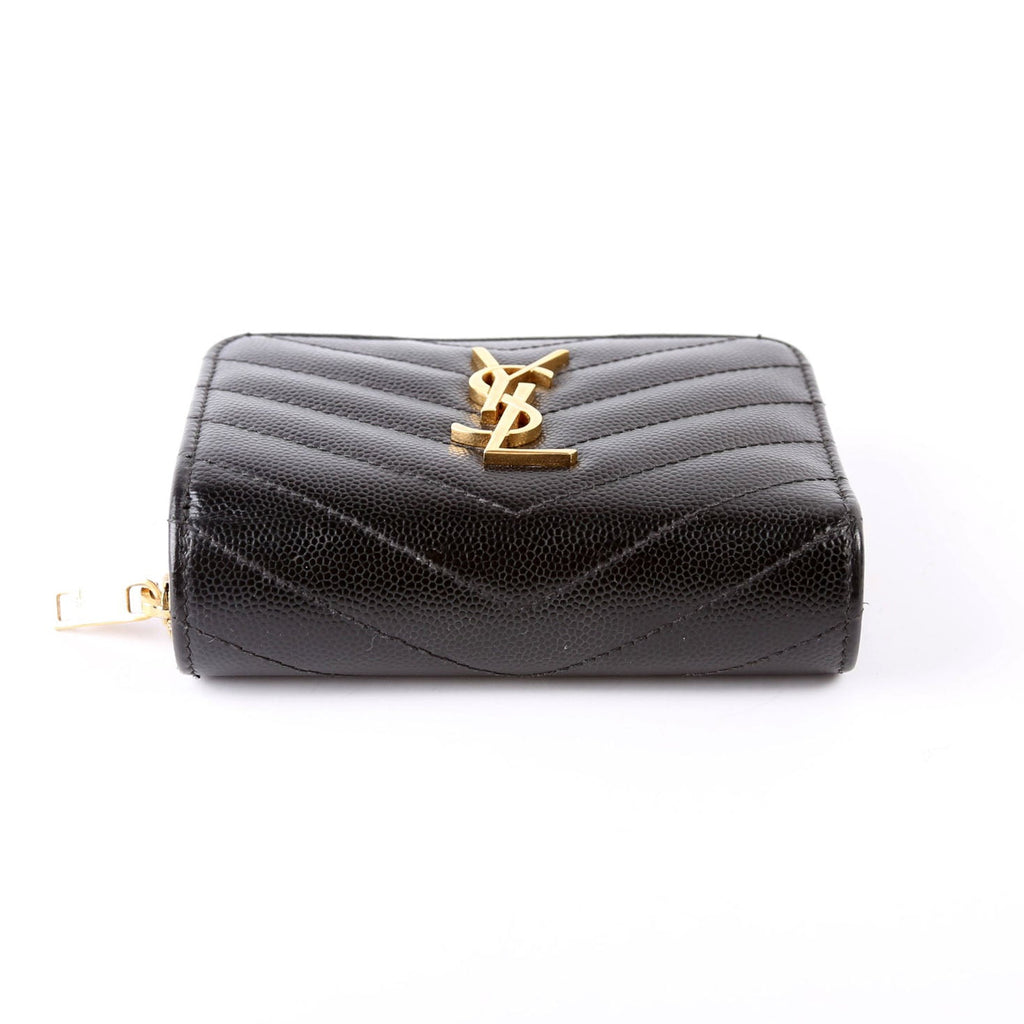 403723 Cassandre Grain De Poudre Compact Zip Around Wallet Black