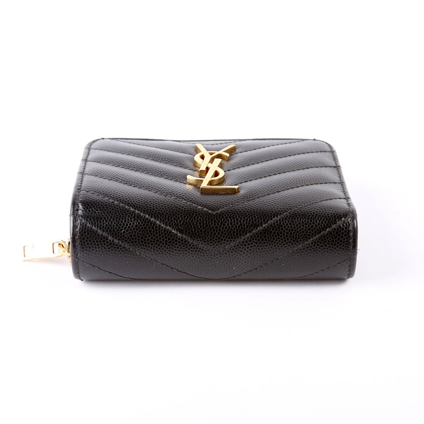 403723 Cassandre Grain De Poudre Compact Zip Around Wallet Black