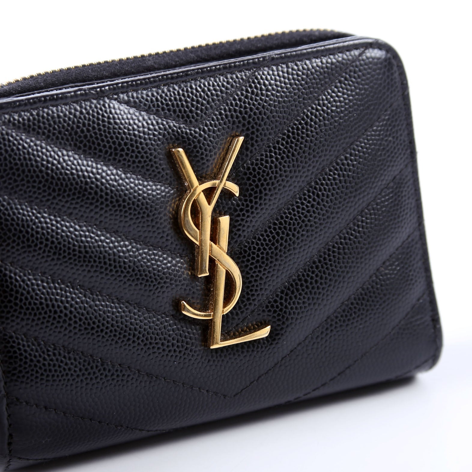 403723 Cassandre Grain De Poudre Compact Zip Around Wallet Black