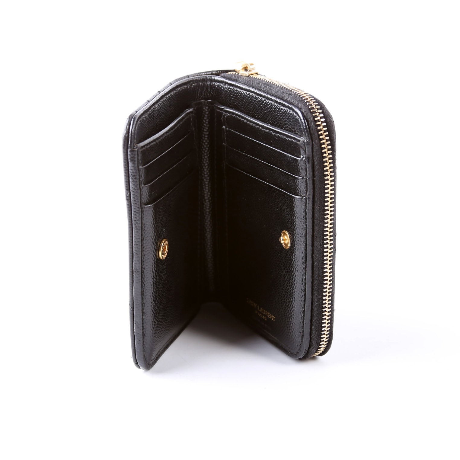 403723 Cassandre Grain De Poudre Compact Zip Around Wallet Black