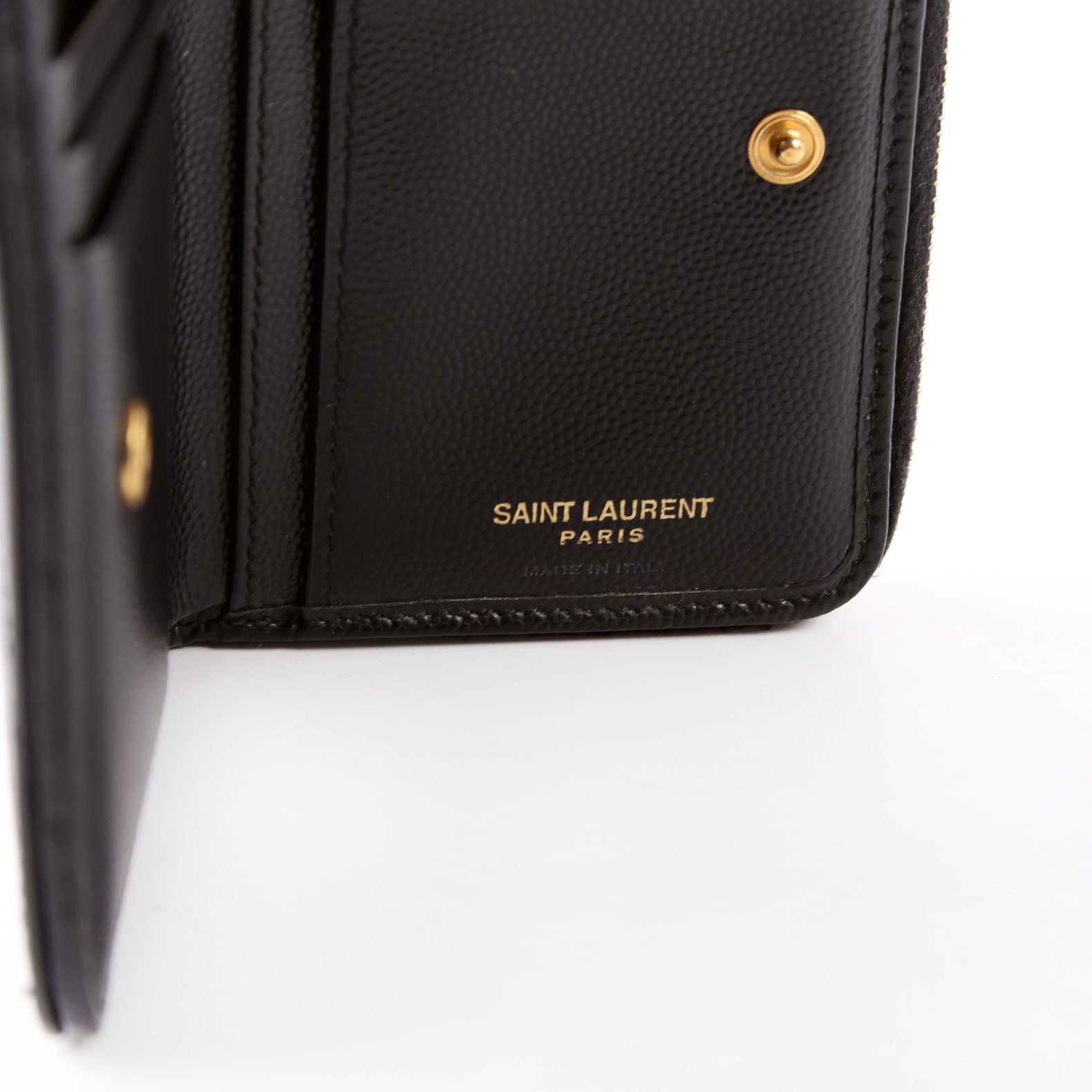 403723 Cassandre Grain De Poudre Compact Zip Around Wallet Black
