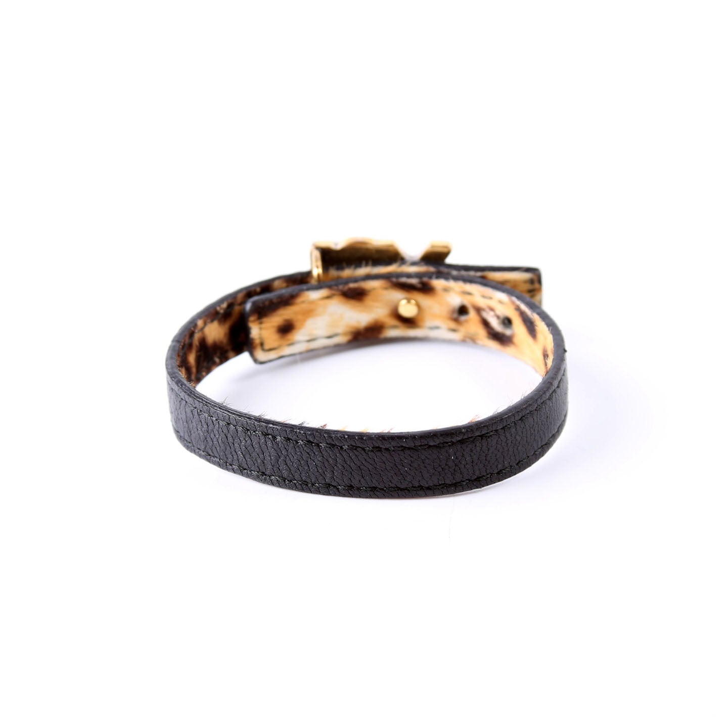 YSL Logo Reversible Bracelet Leather/Pony Hair