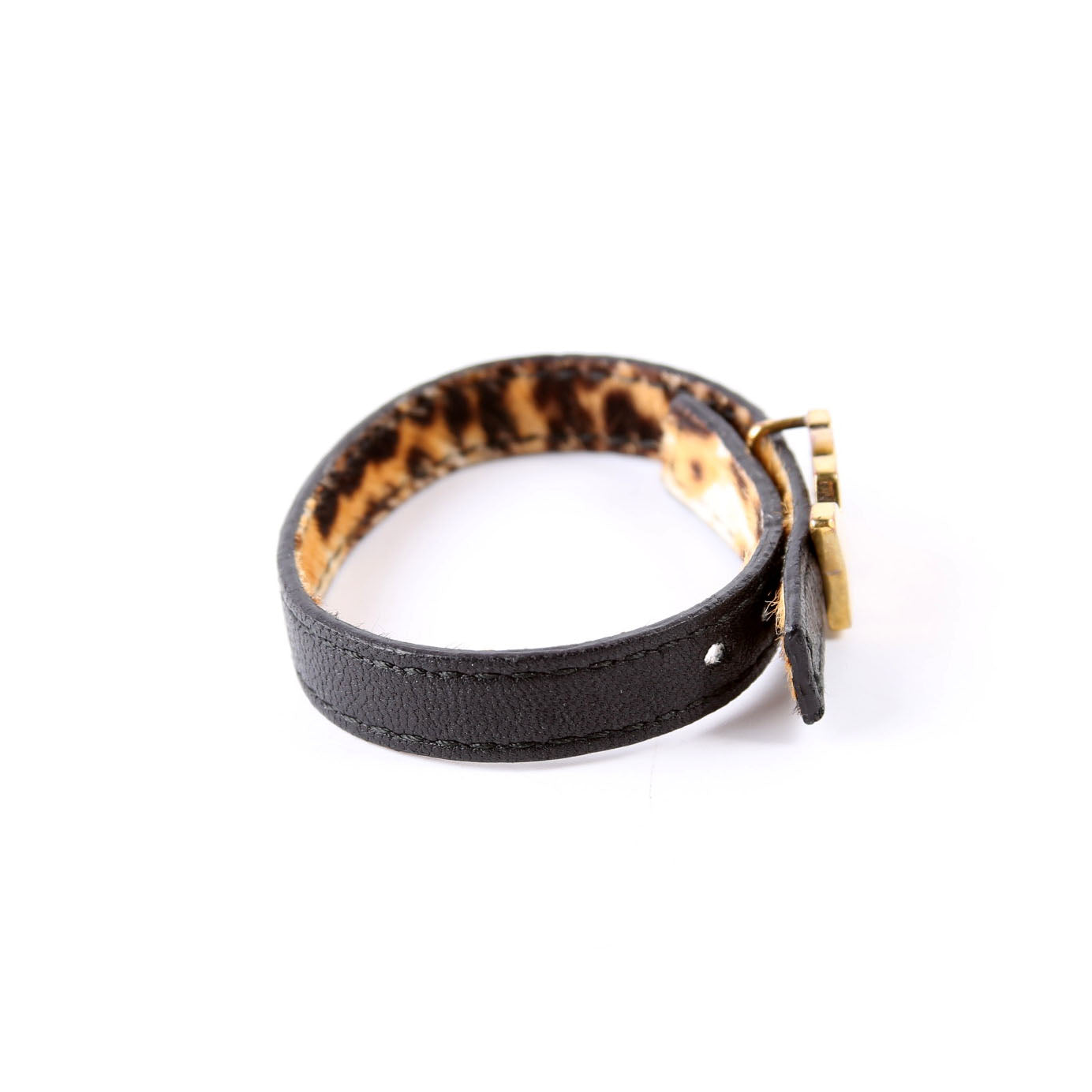 YSL Logo Reversible Bracelet Leather/Pony Hair