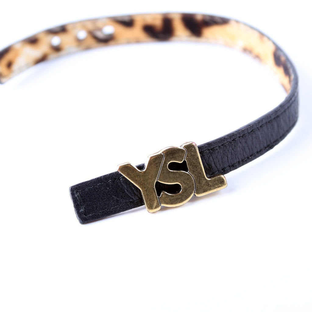 YSL Logo Reversible Bracelet Leather/Pony Hair